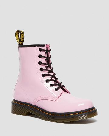 Women's Dr Martens 1460 Patent Leather Lace Up Boots Pink | AU 194QMA